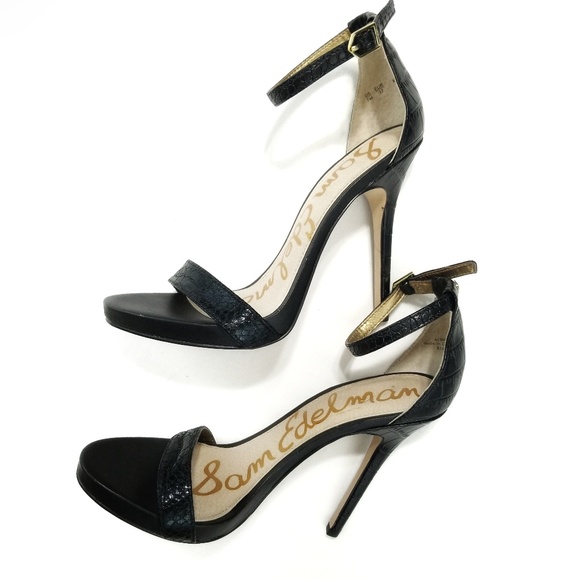 Sam Edelman Shoes - Sam Edelman Black Eleanor Snake Leather Heels 7